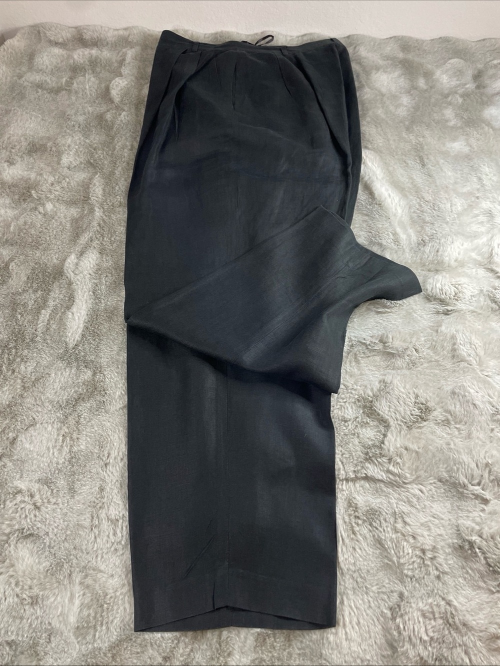 Valerie Stevens Black Women's Linen Tailored Dress Trousers-0196